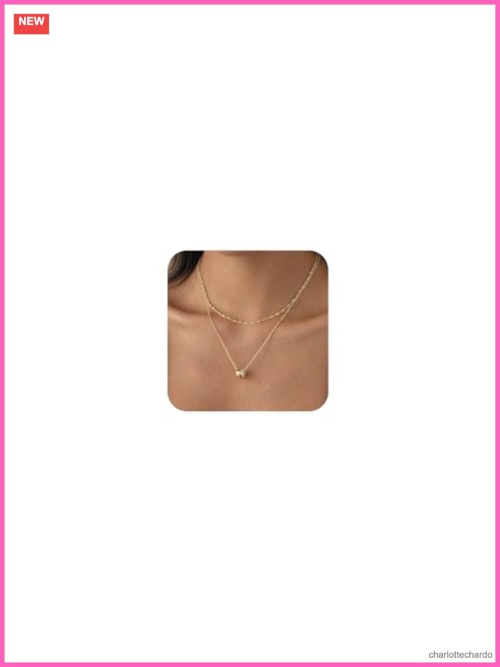 Layered 14K Gold Plated Necklace Set Dainty Paperclip Chain CZ Pendant